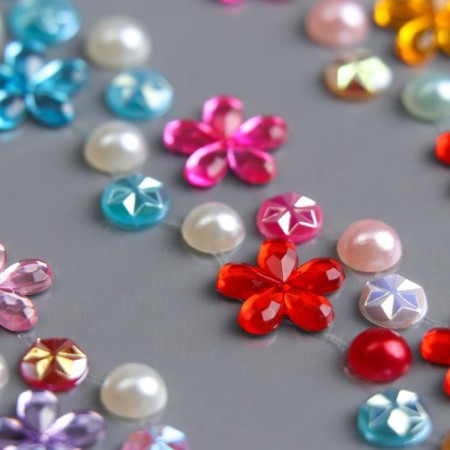 Sticker of rhinestones plastic "bends - flowers, pearls, rhinestones" mix 16.5x7 cm-5