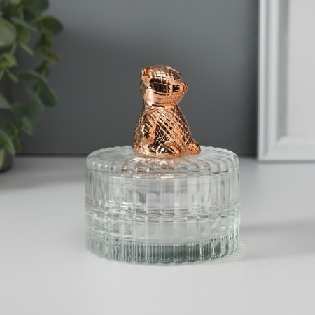 Casket glass, ceramics "Copper Bear" 7.8x7.8x9.5 cm-2
