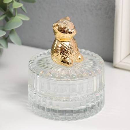 Casket glass, ceramics "Golden Bear" 7.8x7.8x9.5 cm-1