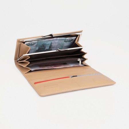Women's wallet on magnets, beige color-3