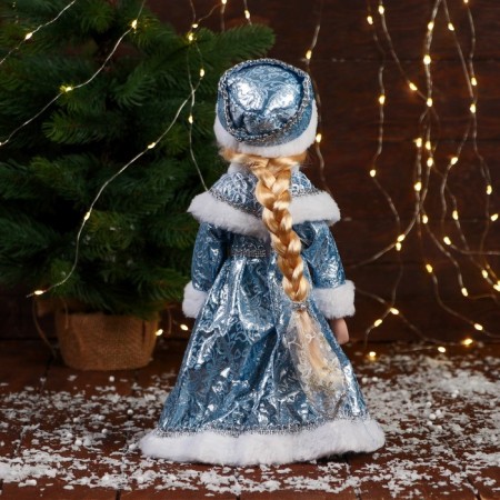Snow Maiden "In a fur coat with a wad pattern" 34 cm, blue-2