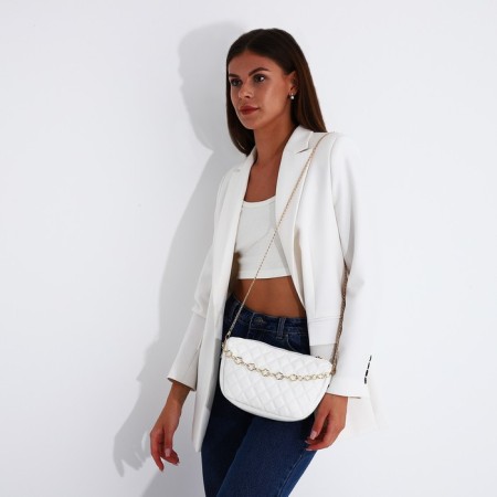 Bag Cross-Bodi with a zipper, white color-5