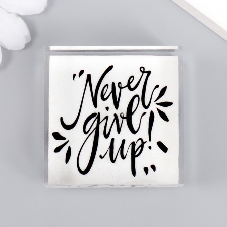 Acrylic seal "Never give up" 4x4x2 cm-1