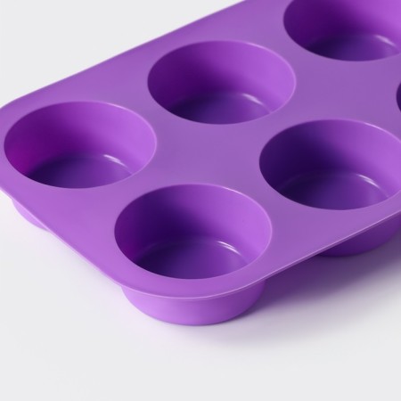 The form for baking is the “figure. Circle ", silicone, 26 × 17.5 cm, 6 cells (D = 6.5 cm), color mix-3