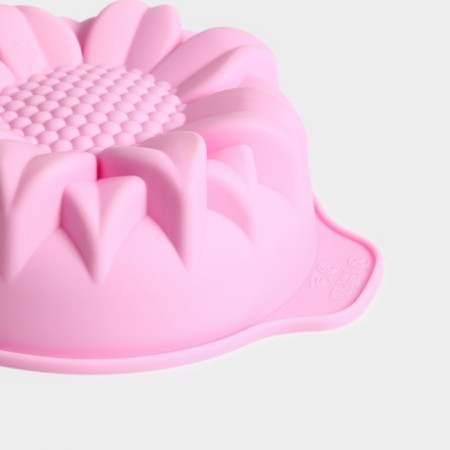 Baking uniform "Sunflower", silicone, 15.3 × 13 cm, with handles, pink color-4