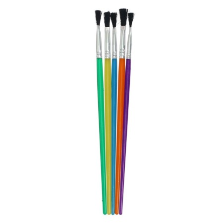 A set of brushes nylon 5 pieces, flat, with plastic colored handles-1