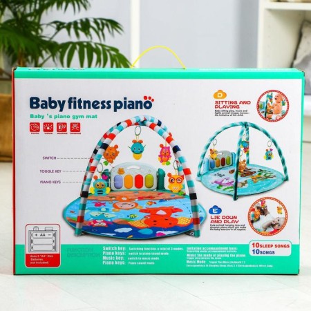 Developing rug "baby game", with a piano, round, pink-8