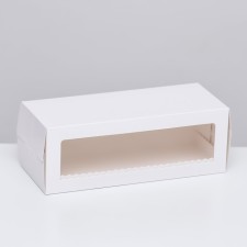 Box for roll with a window, white 27.5 x 11 x 10 cm. Confectionery packaging
