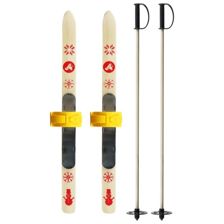 Baby ski kit, 70 cm with mounts and sticks 70 cm long, mix-8