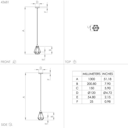Tarbes chandelier, 1x60W E27-3
