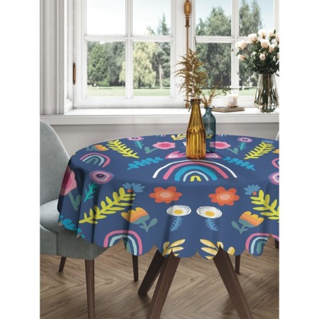 The tablecloth “Flowers and Rainbow”, round, Saten, D = 150 cm