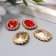 Decor for creativity Metal "Medallion octagonal" Rubin crystal rhinestones 2x1.5 cm