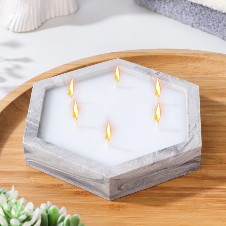 Figure Aromatic candle in concrete "hexagon", 14.5x2 cm, white, jasmine and patchouli-3