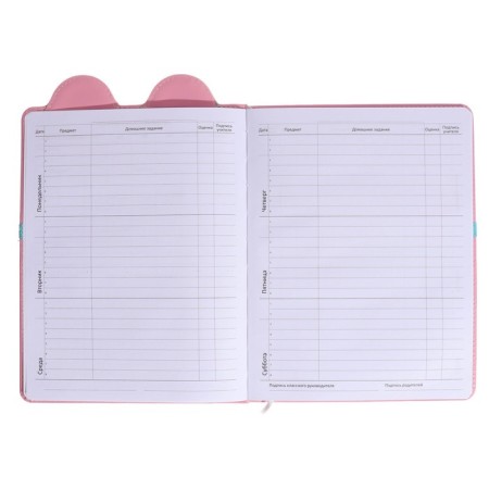Universal diary 1-11 grade mouse, firm cover with foam rubber, with a refrain, lies, block 80 g/m2-6