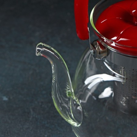 Glass teapot with metal sieve "Flower Fantasy", 1.4 liters-3
