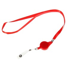 Badge tape, width-10 mm, length-85 cm, with a 40 cm holder and a loop on a button, red