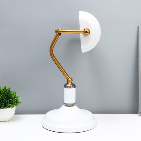 Banker desktop lamp E27 40W white brass 20x26x36cm-3