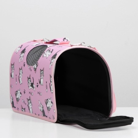 Bag - Animal Carrying "Playing Catets", Pink, Size M, 40 x 21 x 27 cm-6