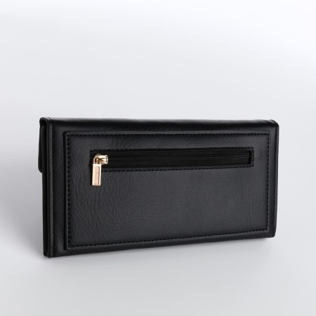Women's wallet on the button, black color-1