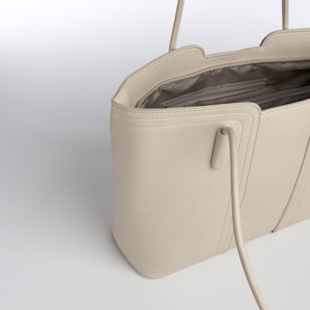 Bag Female Tout with zipper, milk color-4