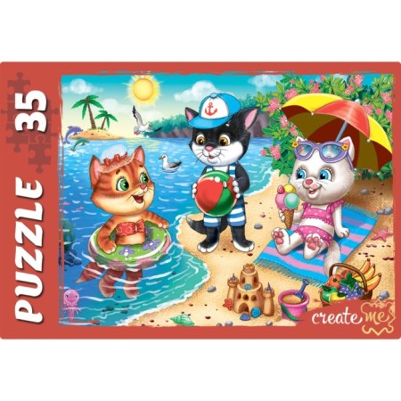 Puzzle "Funny cats", 35 elements, mix-3