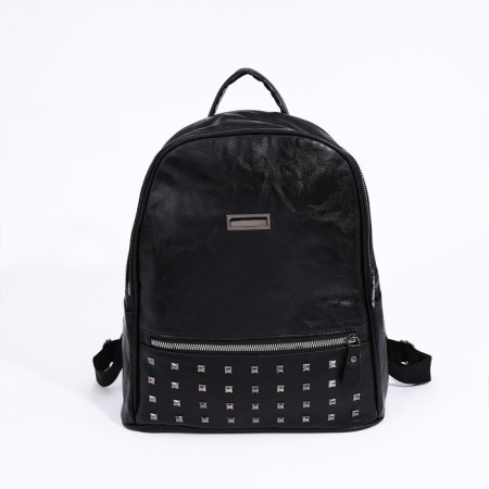 Women's backpack made of artificial leather with lightning, 1 pocket, black color-2