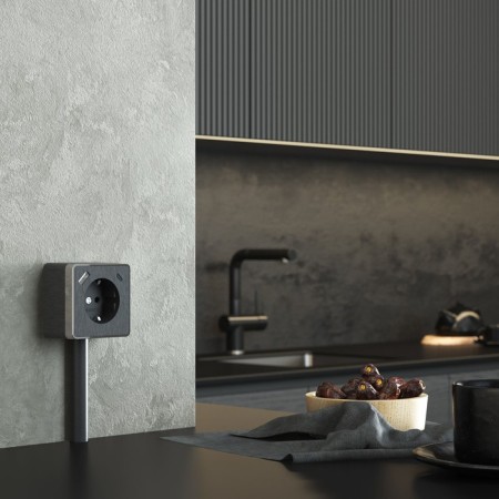 Grounding socket, curtains and USB type A+C Gallant (corrugated graphite) W5071704-2