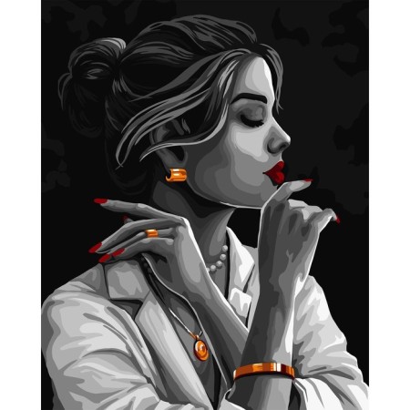 Picture on numbers on canvas with a subframe "Girl in Gold", 40 x 50 cm-1