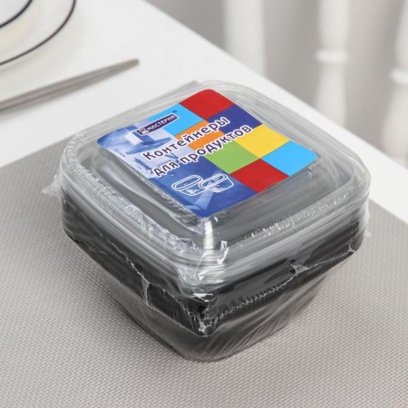 A set of plastic disposable containers, 550 ml, 12.6 × 12.6 × 6 cm, 5 pcs, black color-5