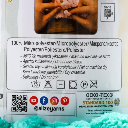 Yarn "Puffy" 100 % micropoliester 9m/100g (741 mint)-3