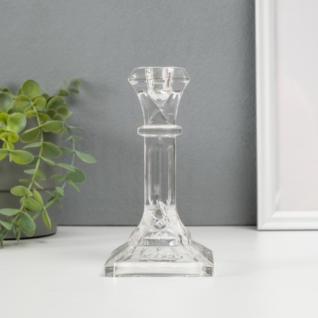 Glass of Glass for 1 candle "Column with rectangular" transparent 16.5x8.3x8.3 cm-2