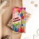 Wooden envelope carved "Happy birthday!" Gifts, balls, garland
