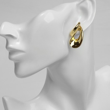 Earrings Metal "bend" wave, color gold-2