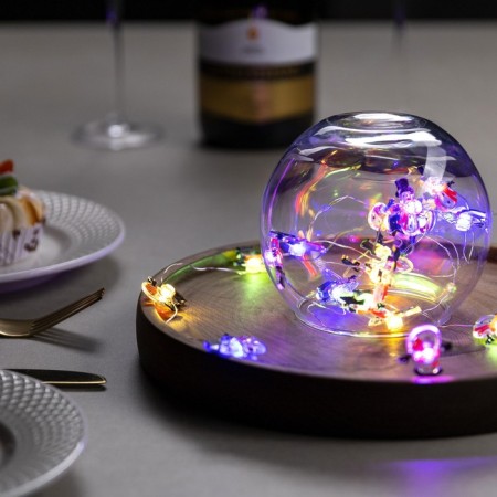 Garland “thread” 2 m Rosa with nozzles “Snowman in a scarf”, IP20, silver thread, 20 LED, glow of multi, 2 modes, AAX2-1