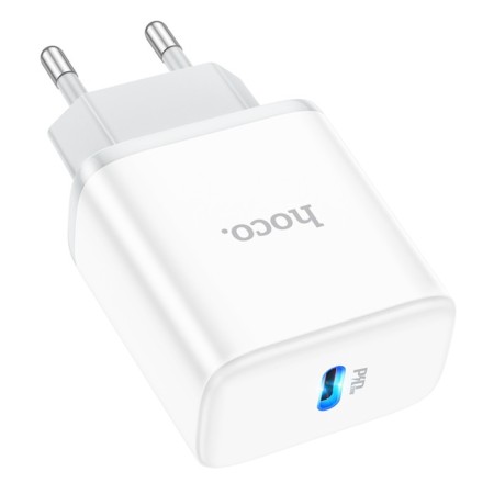 Network charger Hoco C104A, 1 Type-C, 20 W, PD + Qc, White-2