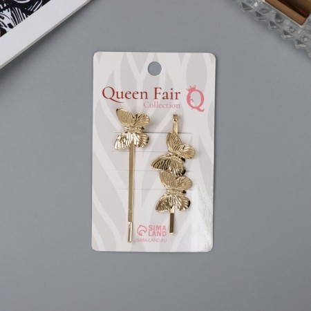 Invisible hair "Audrey" (set 2 pcs) butterfly, 6 cm, gold-2
