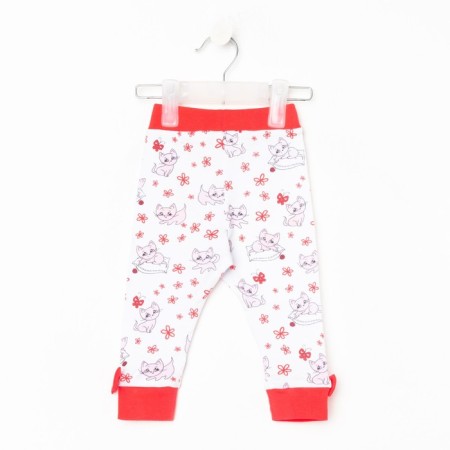 Pants children, white color/kittens, height 62 cm-1
