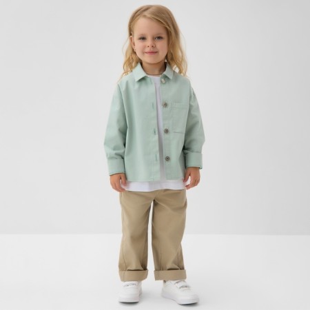 Children's shirt minku: jeans collection, mint color, height 104 cm-2