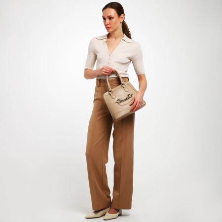 Female bag Textura, tout, medium size, beige color-8