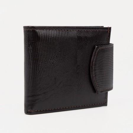 Men's purse on a button, for bills, for cards, for coins, brown color