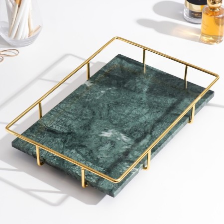 Interior marble stand "Malachite" rectangular 6x31x21 cm