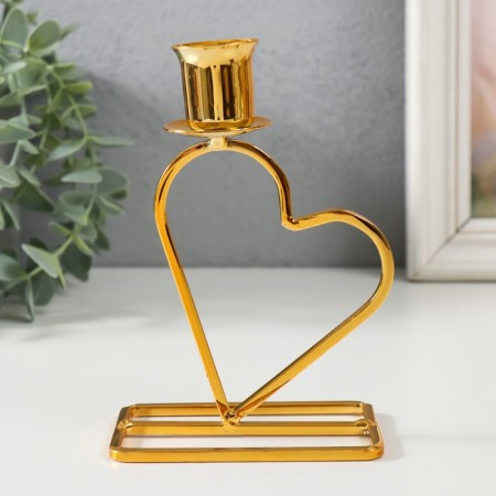 Summary metal per 1 candle "Heart" d = 2.3 cm gold 5.8x9.3x14 cm-1