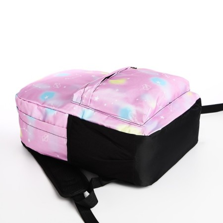 A backpack with a zipper, 3 outer pockets, lilac color-4