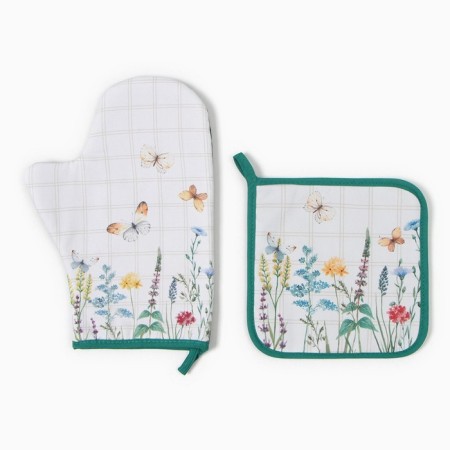 Set of kitchen. Ethel "Field Flowers" mittens-seizure 20x28cm, severity 19x19cm, 100% HL-1