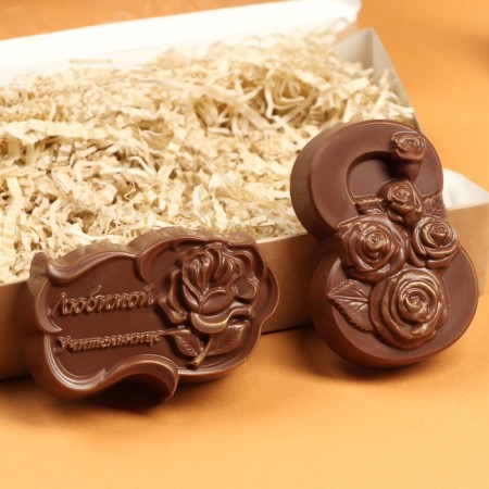 Chocolate figures, 2 in 1 “Beloved teacher + March 8. Roses ", 160 g-2