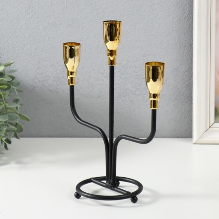Summary Metal for 3 candles "Neptune" black with gold 19.8x9.7x22.3 cm-3
