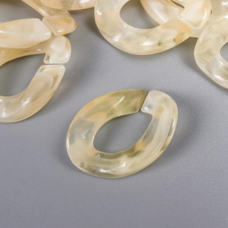 Decor for creativity plastic "Ring for the chain" pastel yellow set 25 pcs 2.3x1.65 cm-1