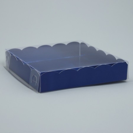 Cookie box, confectionery packaging with PVC lid, “blue”, 15 x 15 x 3 cm-1
