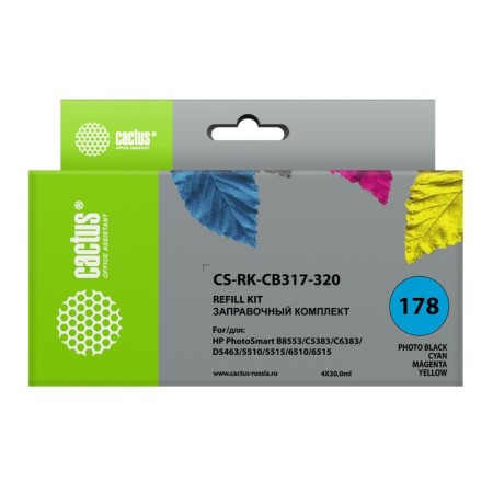 Cactus CSTUS CS-RK-CB317-320 ink for HP PS B8553/C5383/C6383, 4x120 ml, multicolor 939311