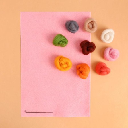 Painting with wool "Owl with cupcake", a4-2